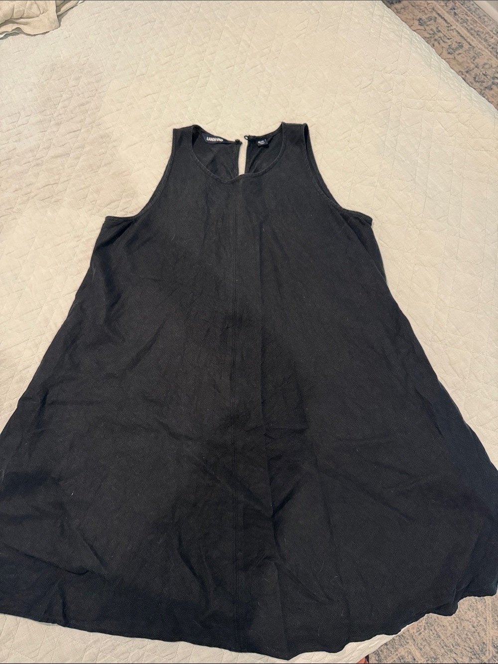 Lands' End Black Sleeveless A-Line Tank Dress linen